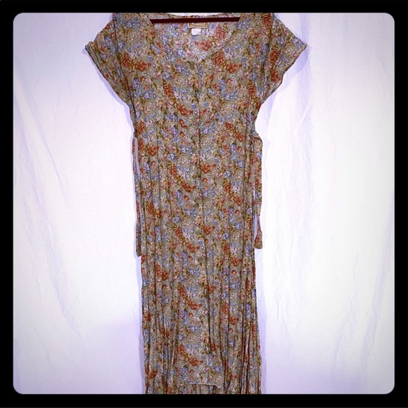 Vintage Dresses & Skirts - Vintage Bonjour Floral Button Front Broomstick Dress